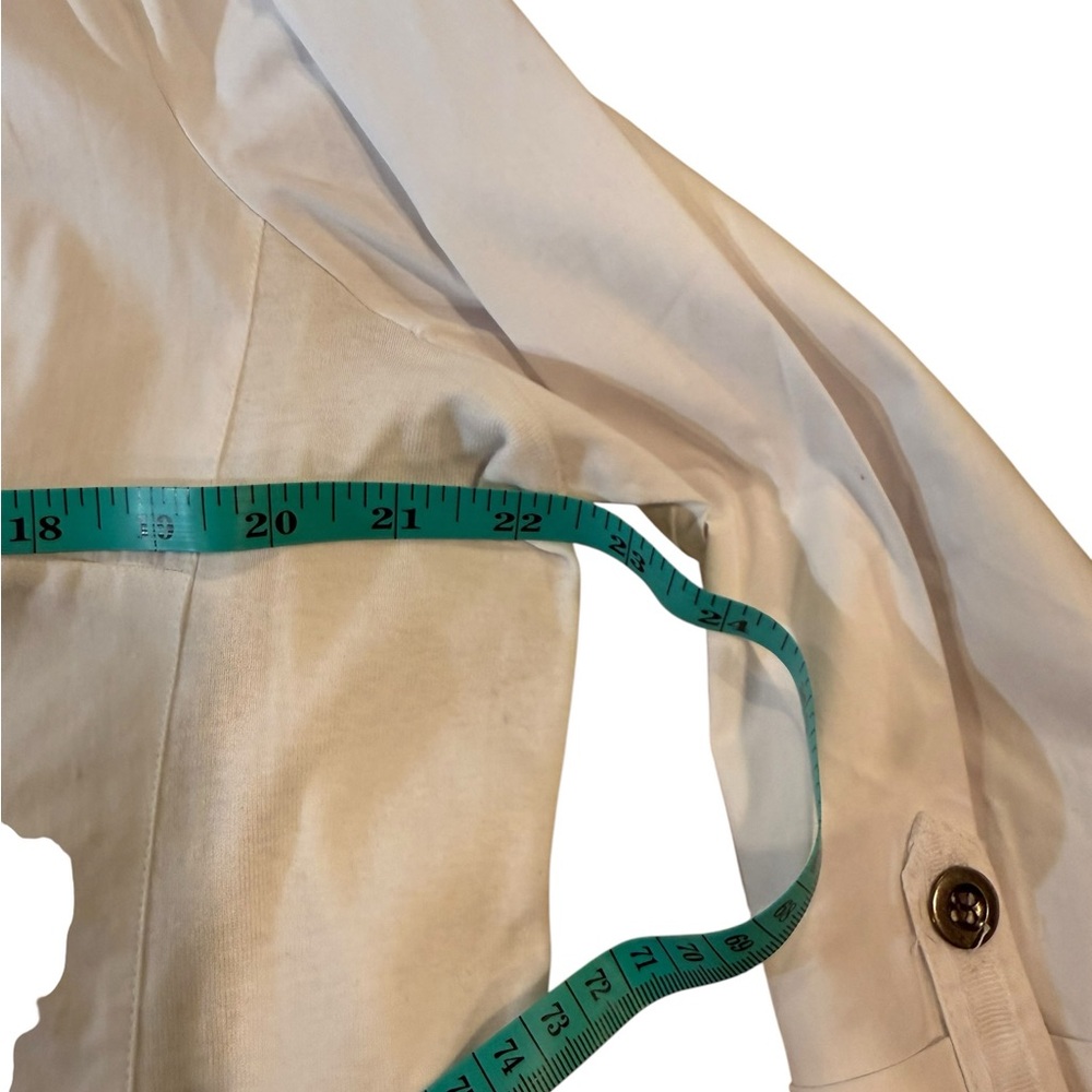 Cathy White Stretch Button Down Shirt XL NWT - Picture 3 of 5